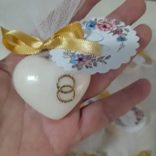 Sabonete Coração com Aliança Lembrancinha Casamento