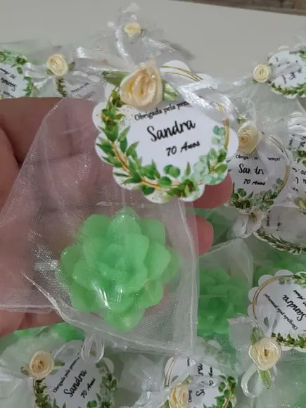 Sabonete Mini Suculentas no Saquinho de Organza