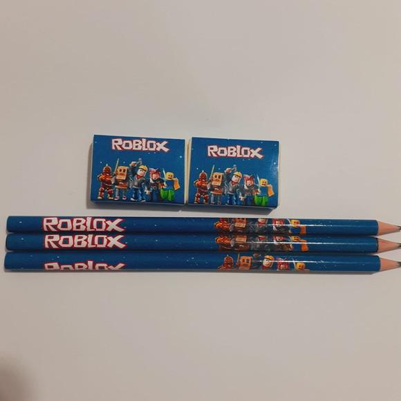 30 Kit Escolar 3 Lapis + 2 Borrachas Roblox