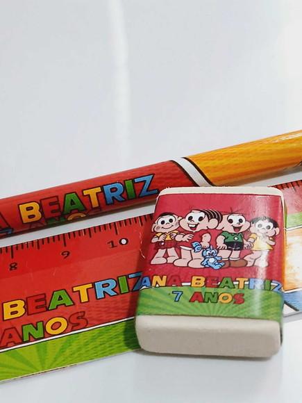 30 Kit Escolar 2 Lápis + 1 Borracha Personalizado