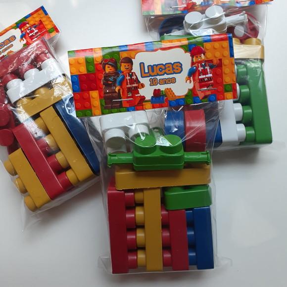 30 Kit Montar - Tipo Lego 10 Peças Lembrancinhas