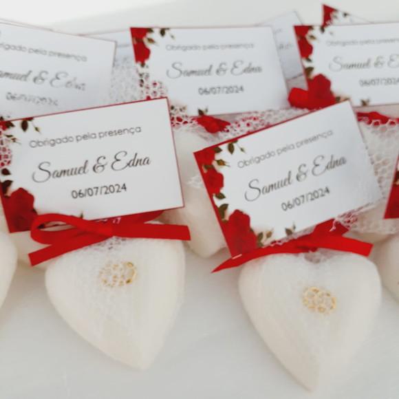 50 Lembrancinha Casamento Sabonete com Mini Alianças