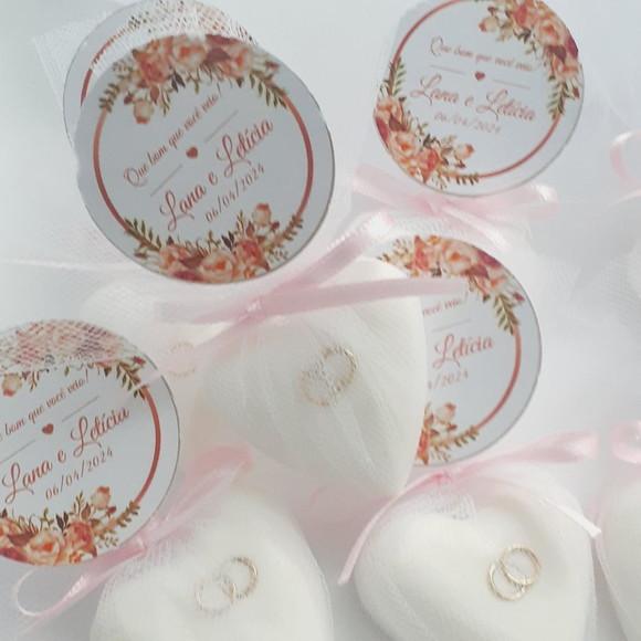 50 Lembrancinha Casamento Sabonete com Mini Alianças