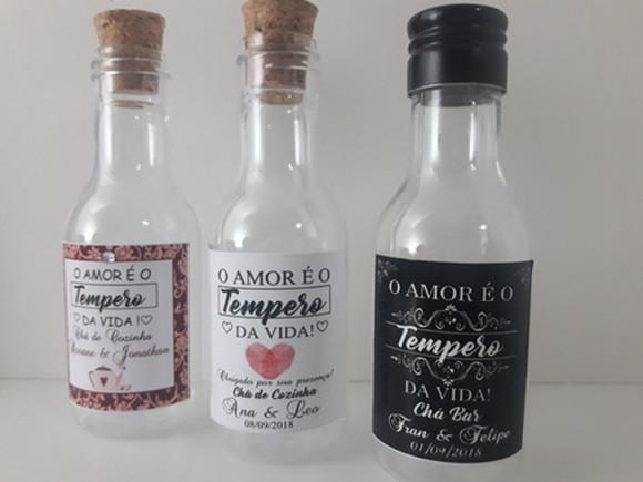75 Garrafinhas Tempero do Amor de Vidro Personalizada