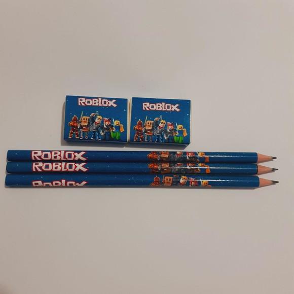 Kit Escolar 3 Lapis + 2 Borrachas Roblox