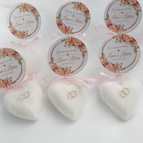 50 Lembrancinha Casamento Sabonete com Mini Alianças