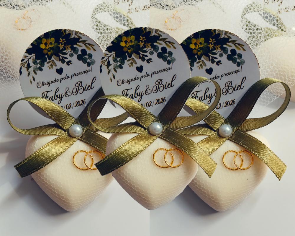 70 Lembrancinha Casamento Sabonete com Mini Alianças