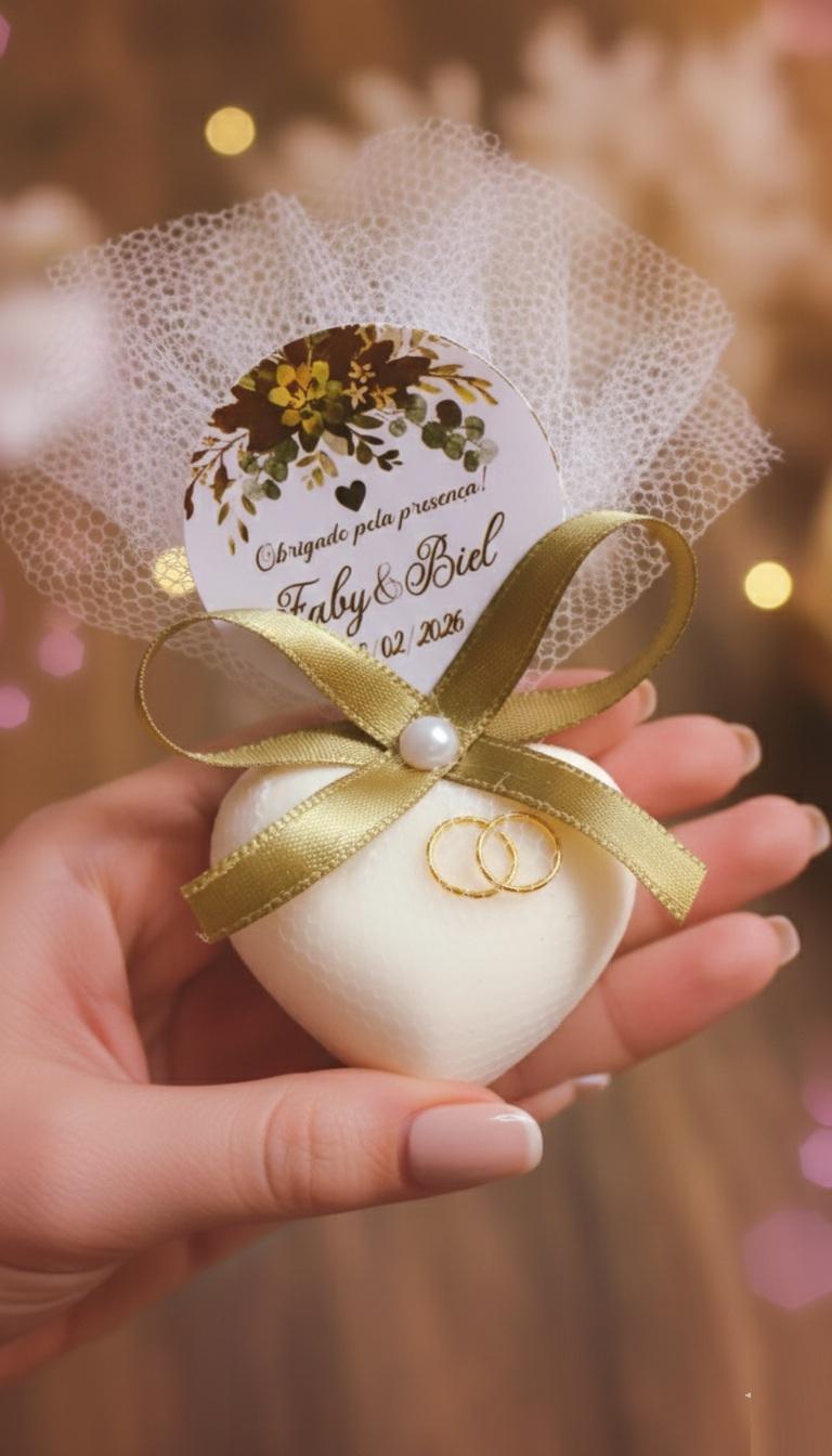 70 Lembrancinha Casamento Sabonete com Mini Alianças