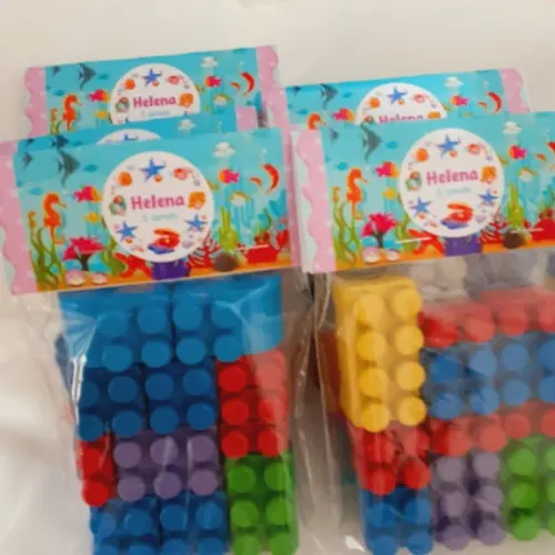 20 Kit Montar - Tipo Lego com Tema Personalizado