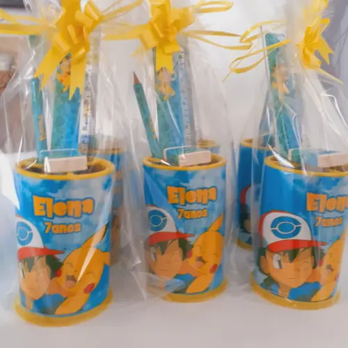 30 Kit Escolar Lapis +borracha + Regua (tema Pizza)