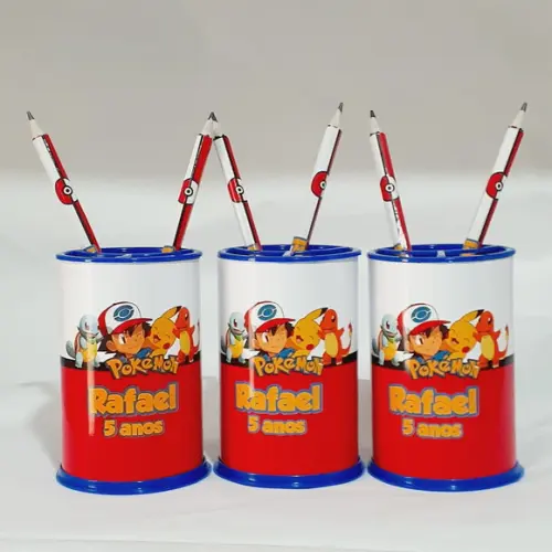 32 Porta Lápis + 1 Lapis Pokemon Personalizado