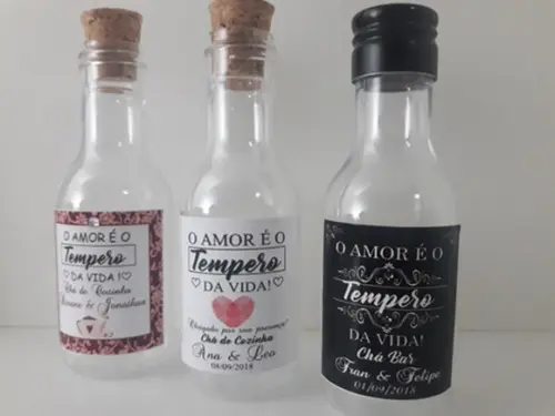 75 Garrafinhas Tempero do Amor de Vidro Personalizada