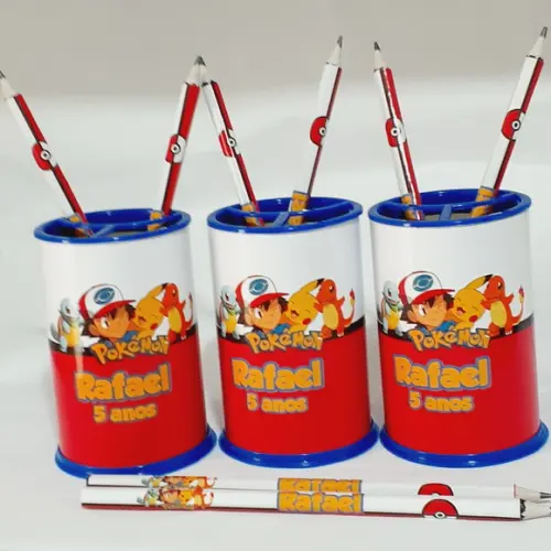 Kit com 1 Porta Lápis + 1 Lapis + 1 Bloquinho Personalizado