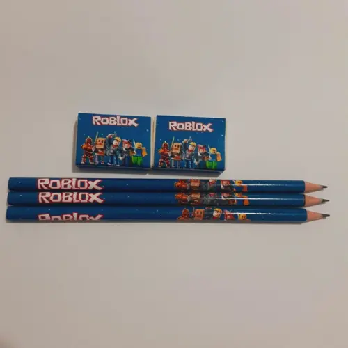 Kit Escolar 3 Lapis + 2 Borrachas Roblox