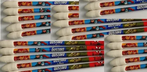 80 Lápis Personalizado Avenger com Ponteira Borracha