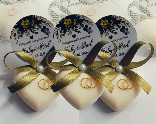 70 Lembrancinha Casamento Sabonete com Mini Alianças