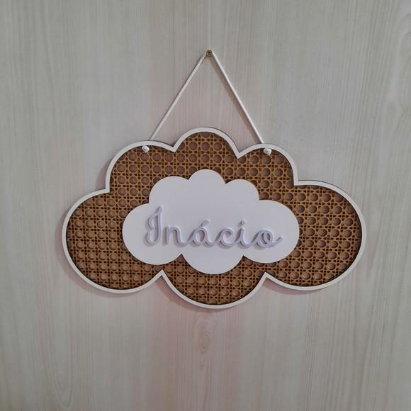 Porta Maternidade Nuvem Palha Indiana mdf com Nome
