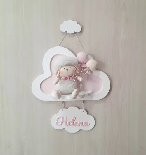 Porta Maternidade Nuvem Ovelhinha com Balões