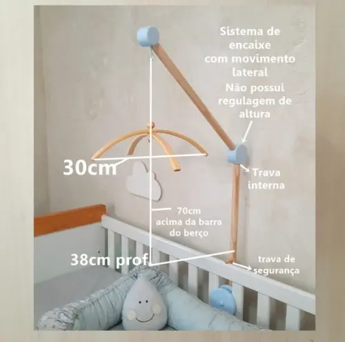 Suporte Bicolor para Móbile com x para Berço com Grades