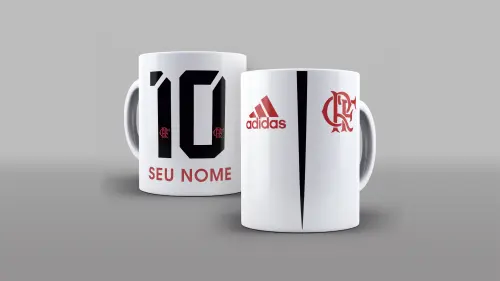 CANECA PERSONALIZADA PORCELANA CAMISA DE FUTEBOL FLAMENGO