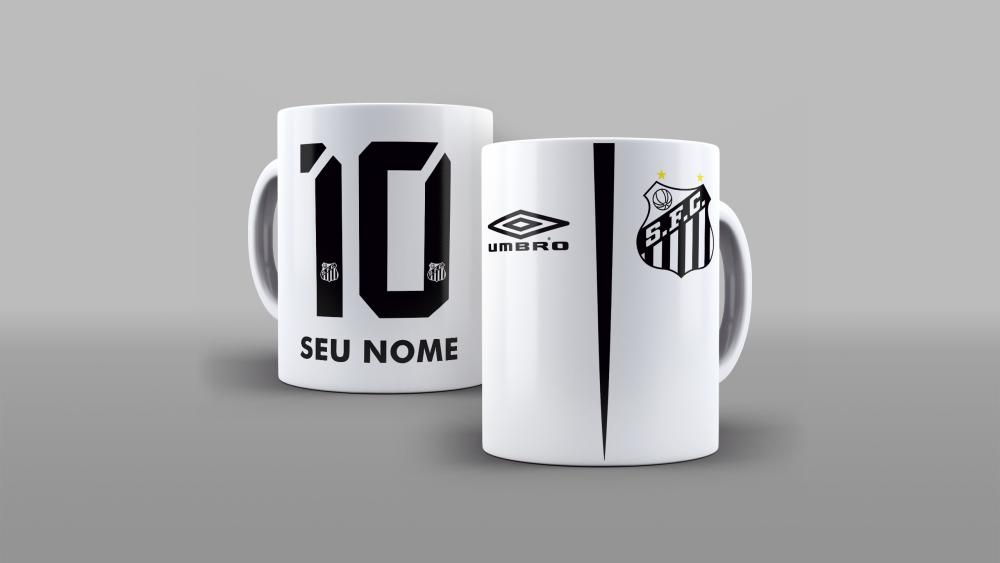 CANECA PERSONALIZADA DE PORCELANA CAMISA DE FUTEBOL SANTOS