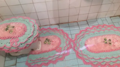 Jogo de Banheiro Rosa Bela em Crochê