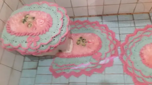Jogo de Banheiro Rosa Bela em Crochê