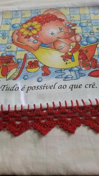 Pano de Prato com Crochê