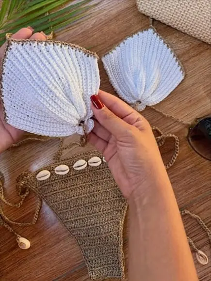 Biquíni Sereia de Crochê Luxo ? Modelo Concha com Búzios
