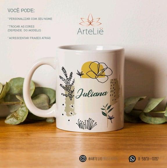 Caneca Floral Personalizada