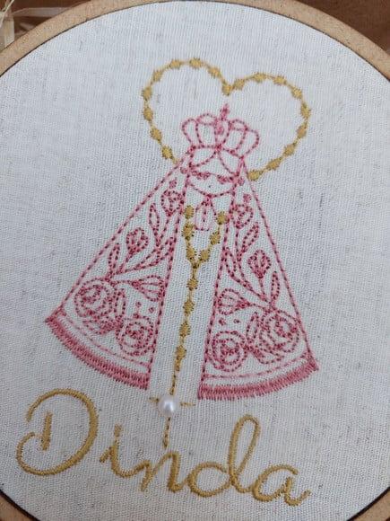 Convite Madrinha Batismo com Quadro Bordado