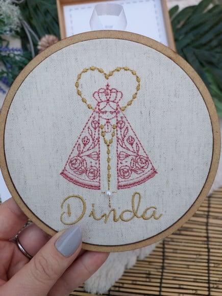 Convite Madrinha Batismo com Quadro Bordado