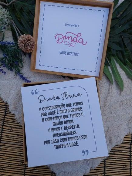 Convite Madrinha Batismo com Quadro Bordado