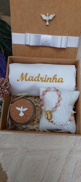 Convite Madrinha com Terço, Vela e Toalhinha