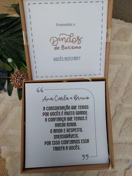 Convite Padrinho Batismo com Quadro Bordado