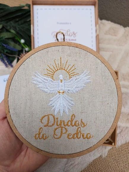 Convite Padrinho Batismo com Quadro Bordado