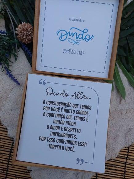 Convite Padrinho Batismo com Quadro Bordado