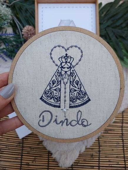 Convite Padrinho Batismo com Quadro Bordado