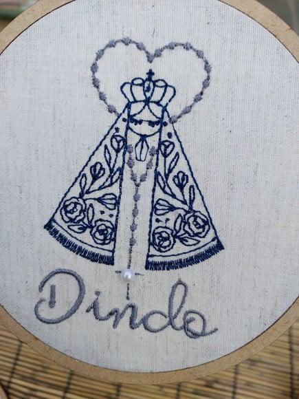 Convite Padrinho Batismo com Quadro Bordado