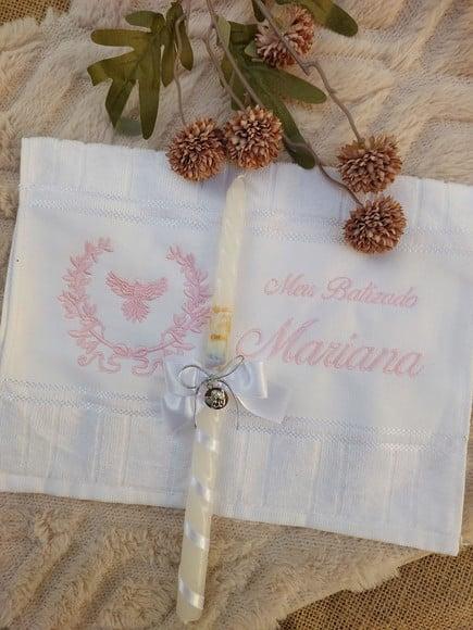Kit Batismo Vela e Toalha