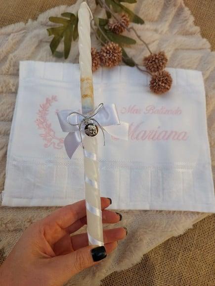 Kit Batismo Vela e Toalha
