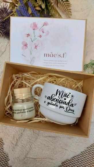 Kit Presente Mãe Abençoada - Caneca, Vela Aromática e Caixa