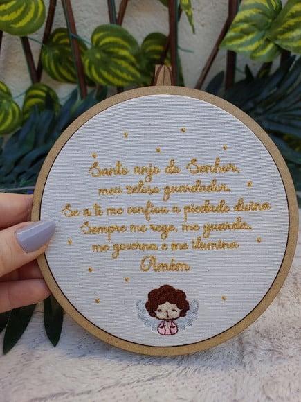 Quadro Bordado Anjo da Guarda