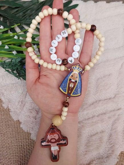 Terço Infantil em Madeira Nossa Senhora Aparecida
