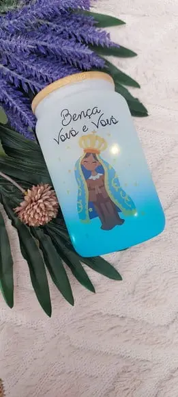Caixa Padrinhos ou Avós com Luminária, Caneca e Terços