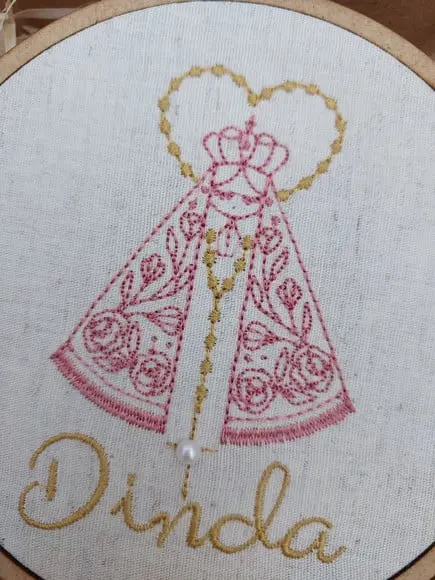 Convite Madrinha Batismo com Quadro Bordado