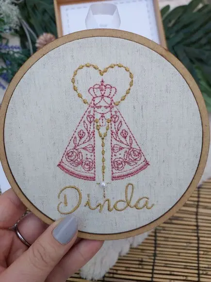 Convite Madrinha Batismo com Quadro Bordado
