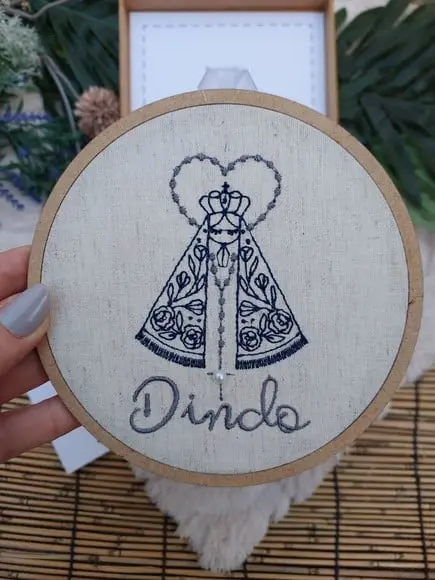 Convite Padrinho Batismo com Quadro Bordado