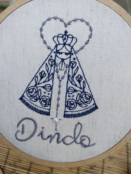Convite Padrinho Batismo com Quadro Bordado