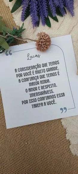 Convite Padrinho Batismo com Quadro Bordado e Mini Terço